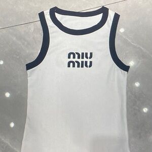 Miu Miu Women's White Sweater with Black Trim